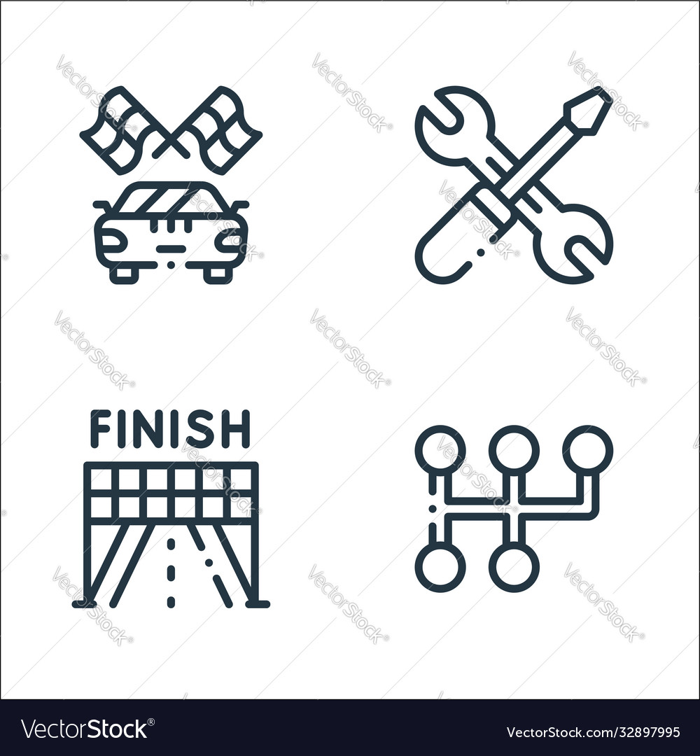 Autoracing line icons linear set quality vector image Autoracing line icons linear set quality