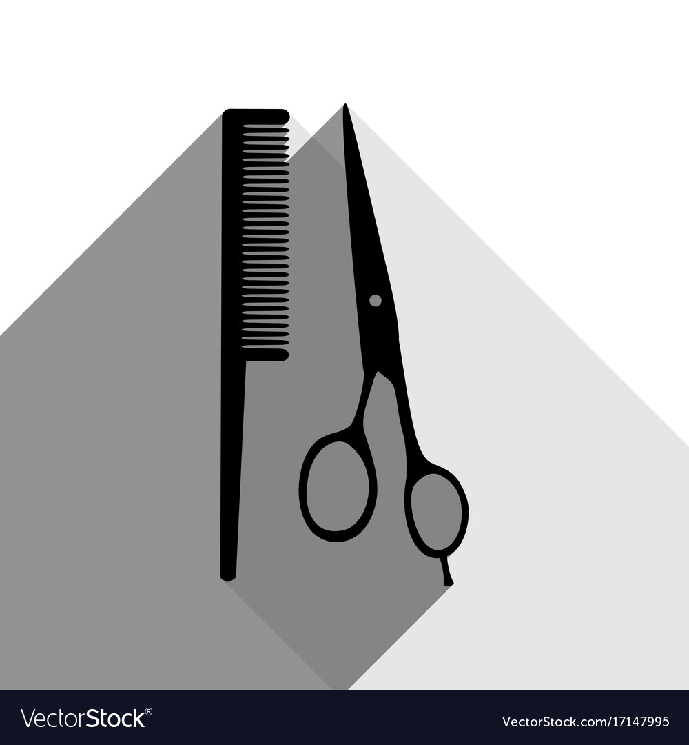 Barber shop sign black icon with two flat Vector Image