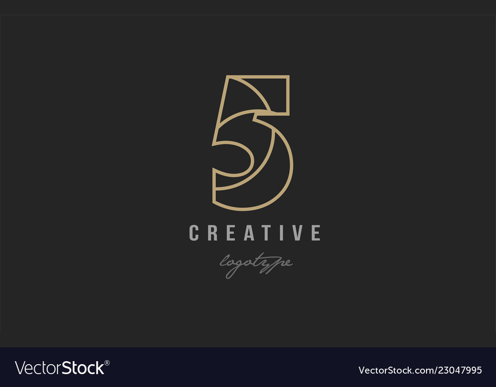 Black and yellow gold number 5 logo company icon