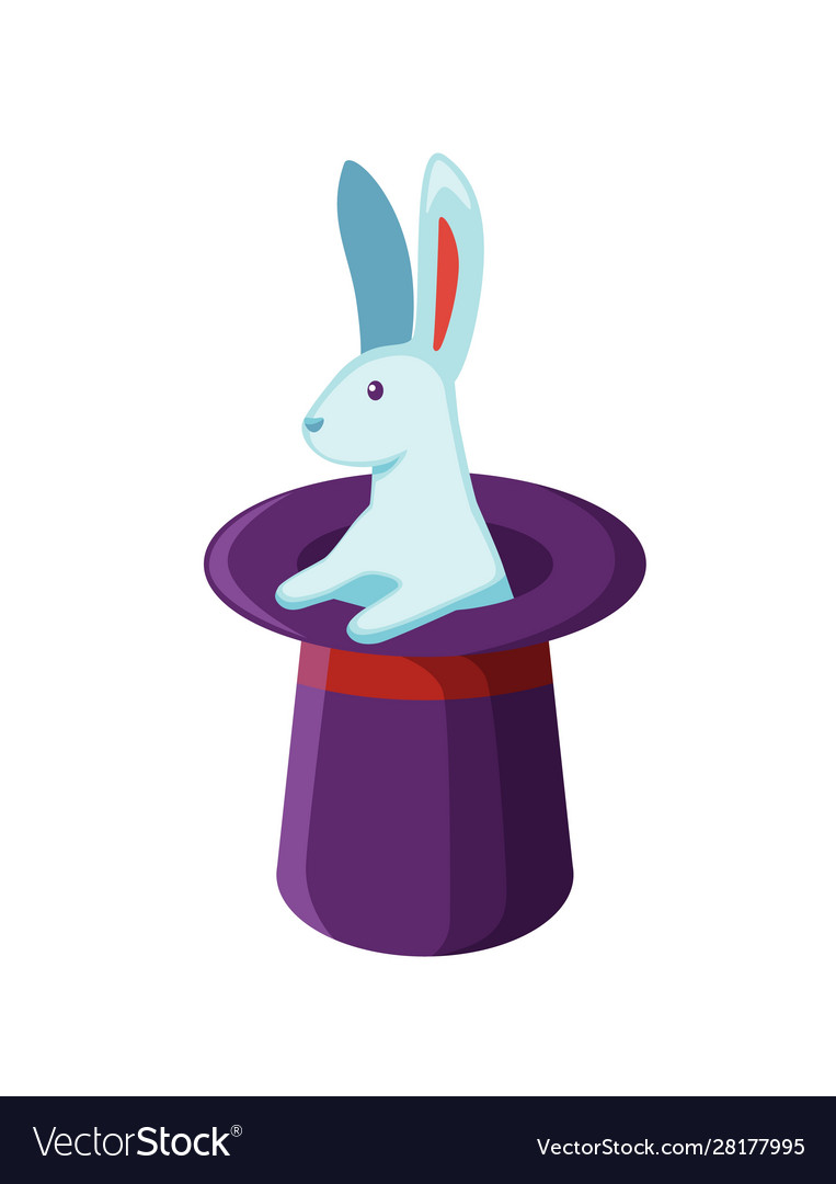 Bunny in magician hat flat Royalty Free Vector Image