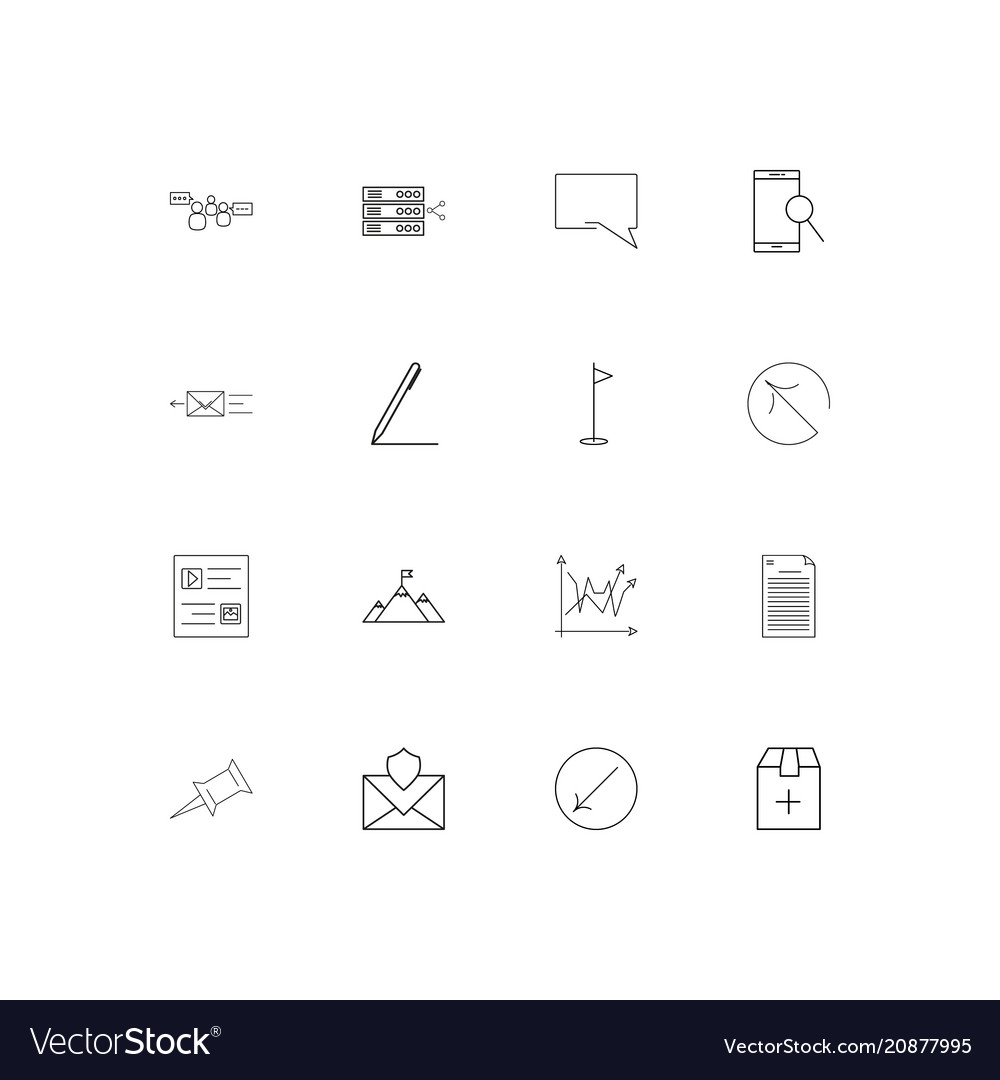 Business linear thin icons set outlined simple
