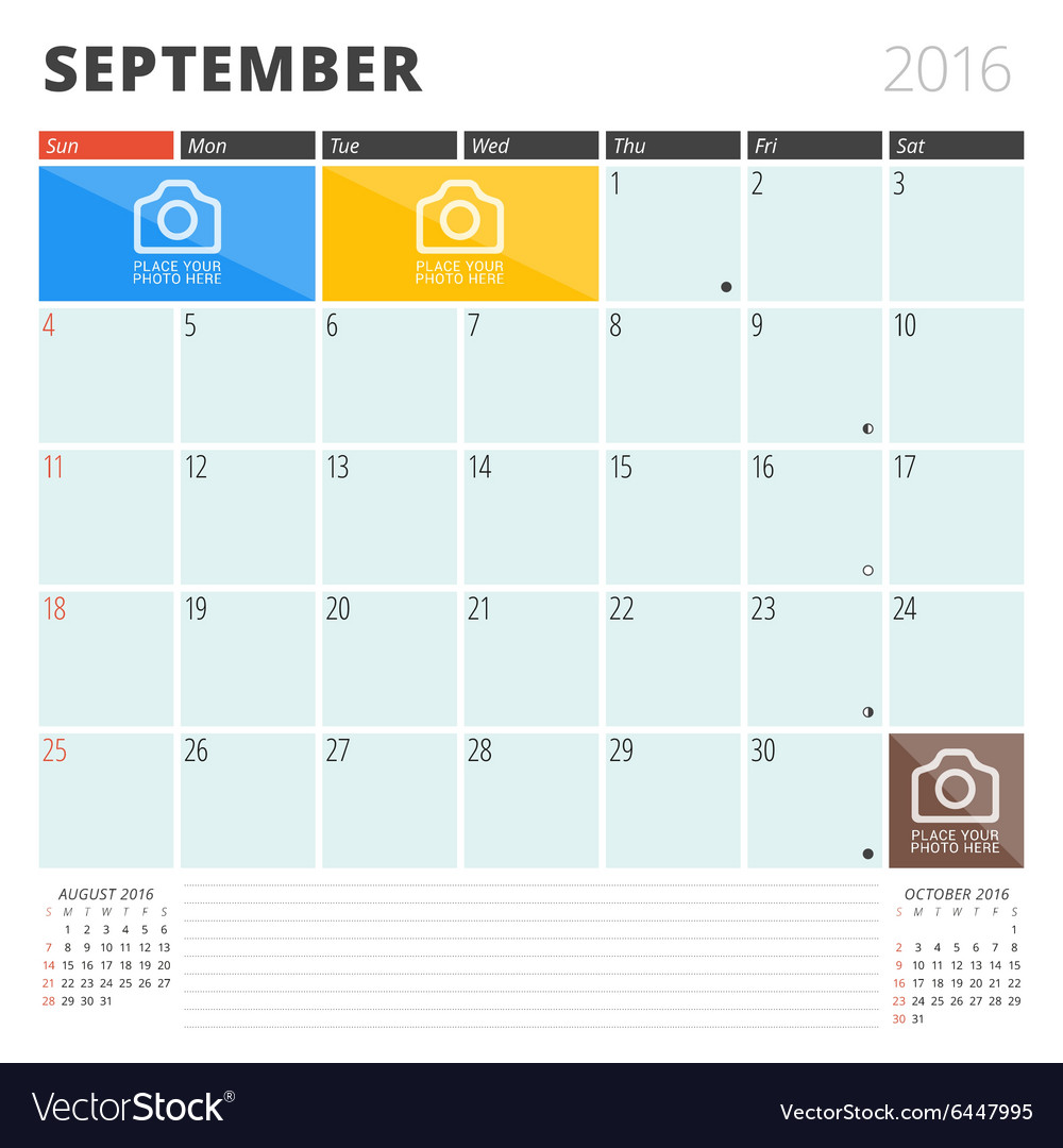 Calendar planner 2016 design template with place