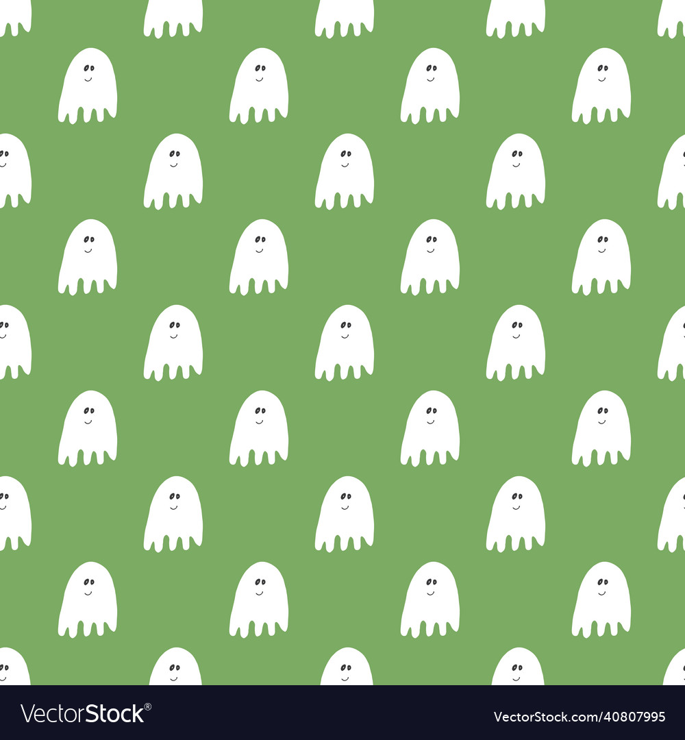 Cute Ghost Seamless Pattern Design Halloween Vector Image 8548