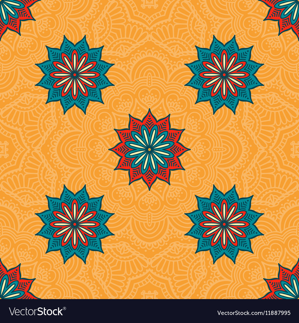 Ethnic floral seamless pattern