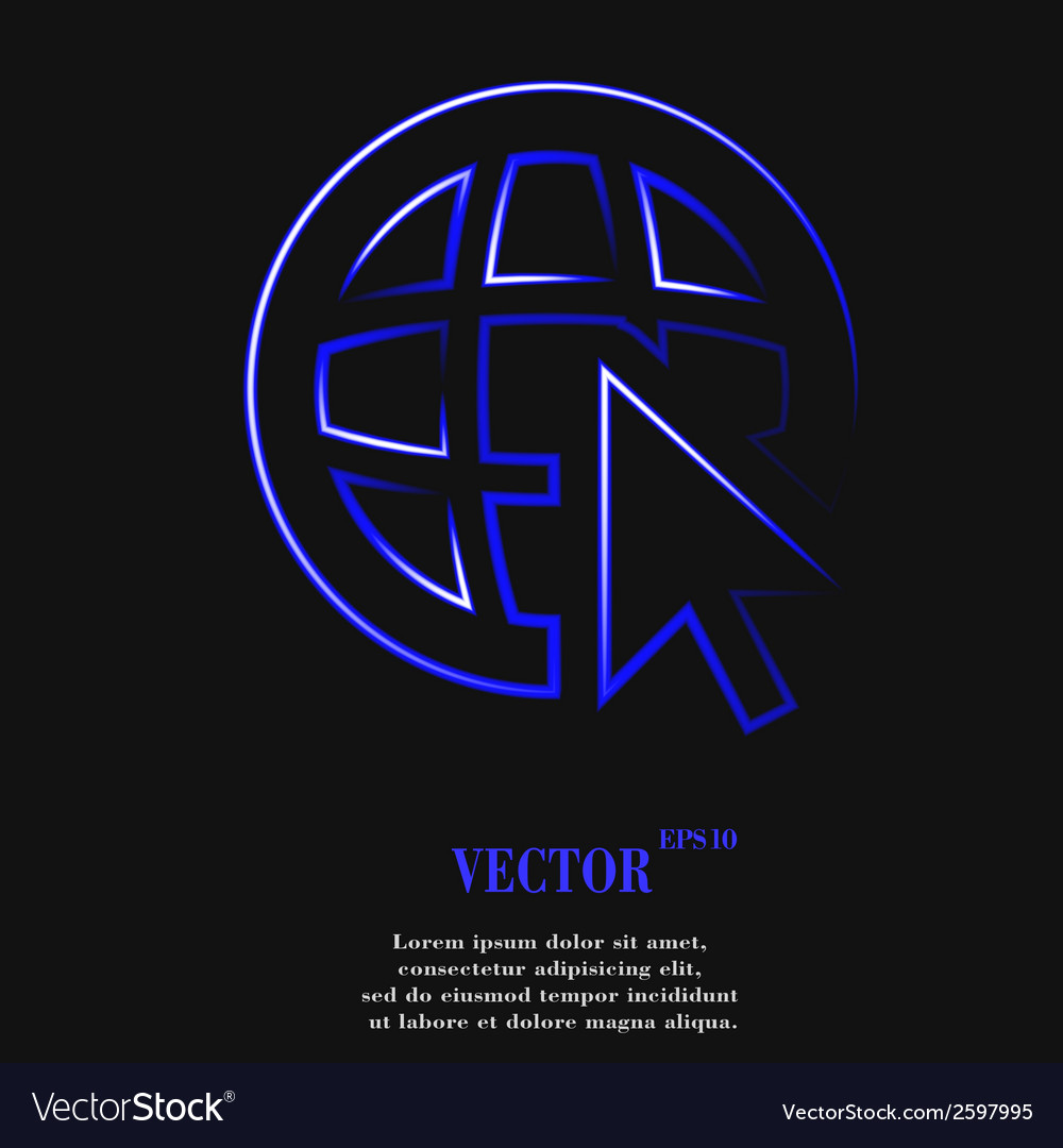Globe flat modern web button and space for your