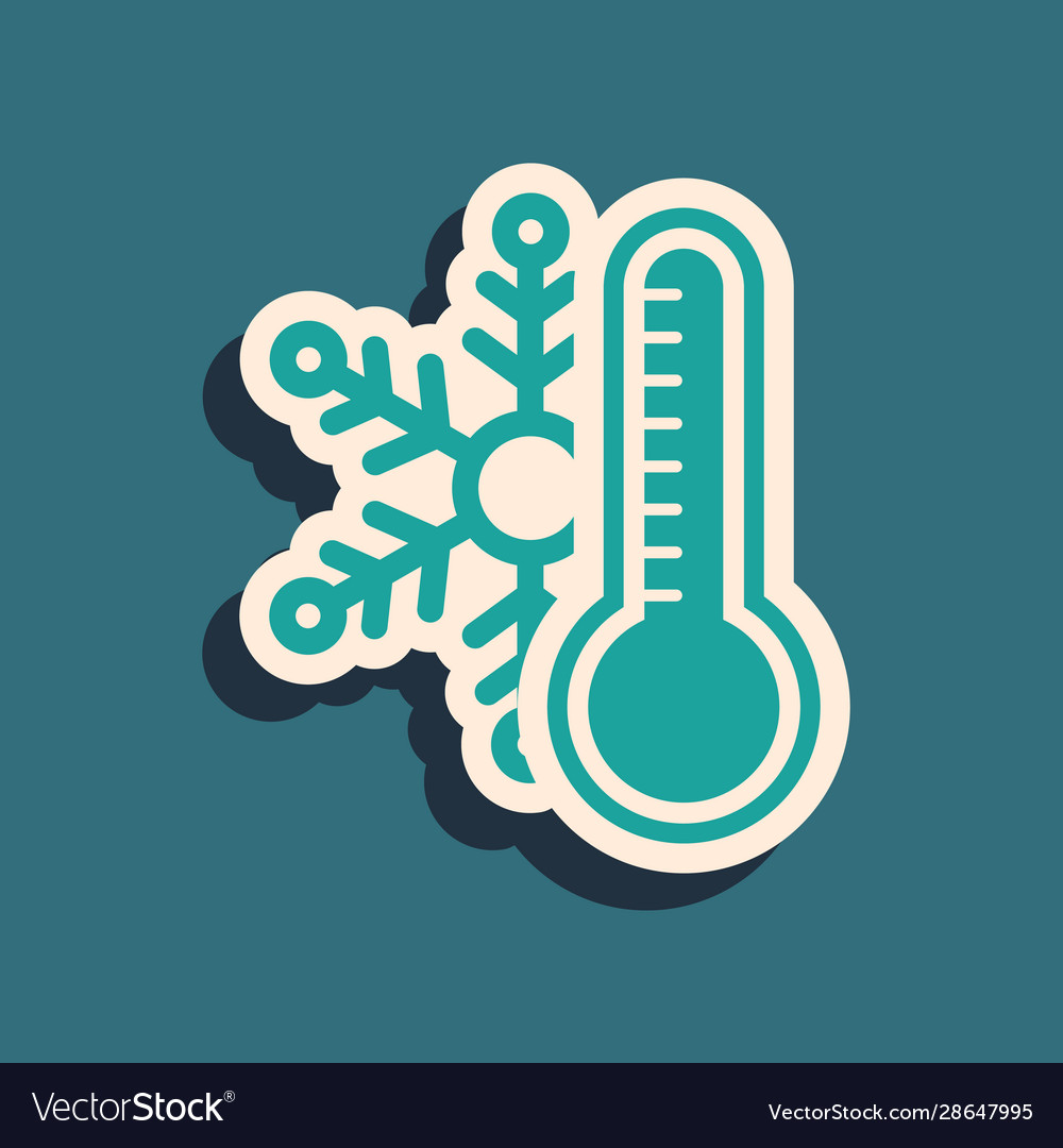 Green thermometer with snowflake icon isolated Vector Image