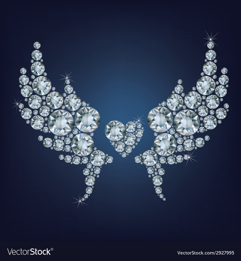 Heart With Wings Made A Lot Diamonds Royalty Free Vector