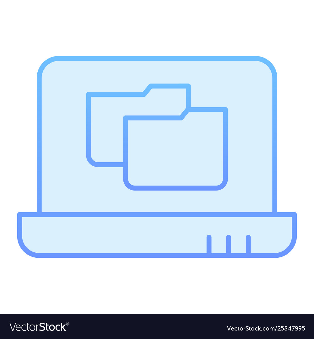Laptop folder flat icon file on notebook