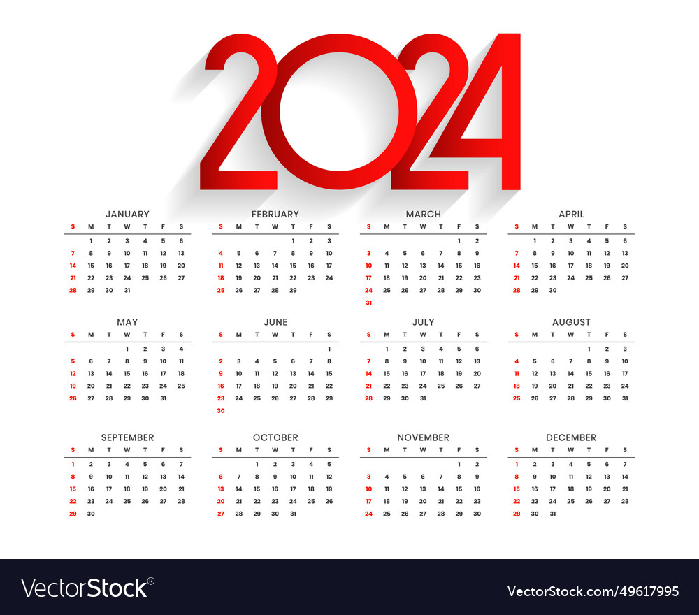 Minimal happy new year 2024 calendar template Vector Image