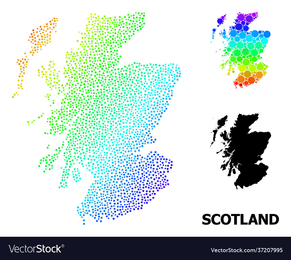 Rainbow colored pixel map scotland Royalty Free Vector Image