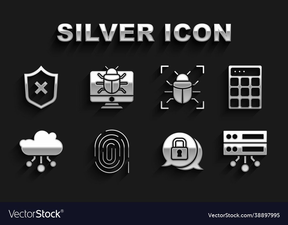 Set fingerprint password protection server data vector image Set fingerprint password protection server data
