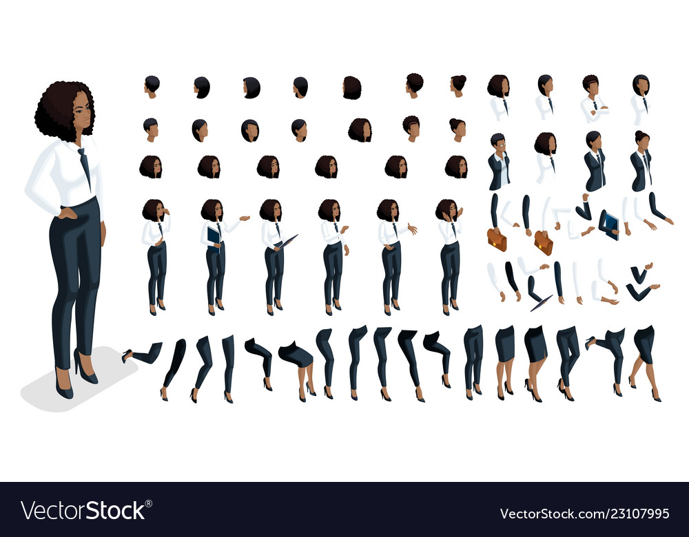 Set for create your character in isometric vector image Set for create your character in isometric