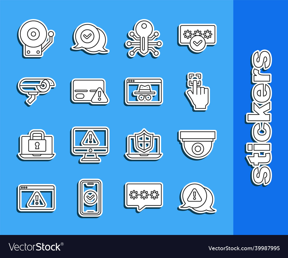 Set line exclamation mark in triangle security vector image Set line exclamation mark in triangle security