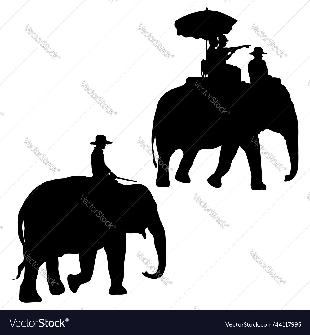 Set of elephant tour silhouettes