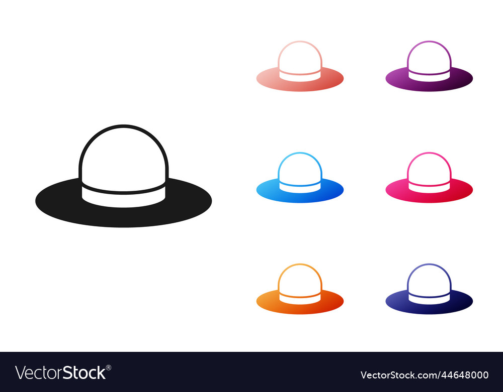 Black man hat with ribbon icon isolated on white