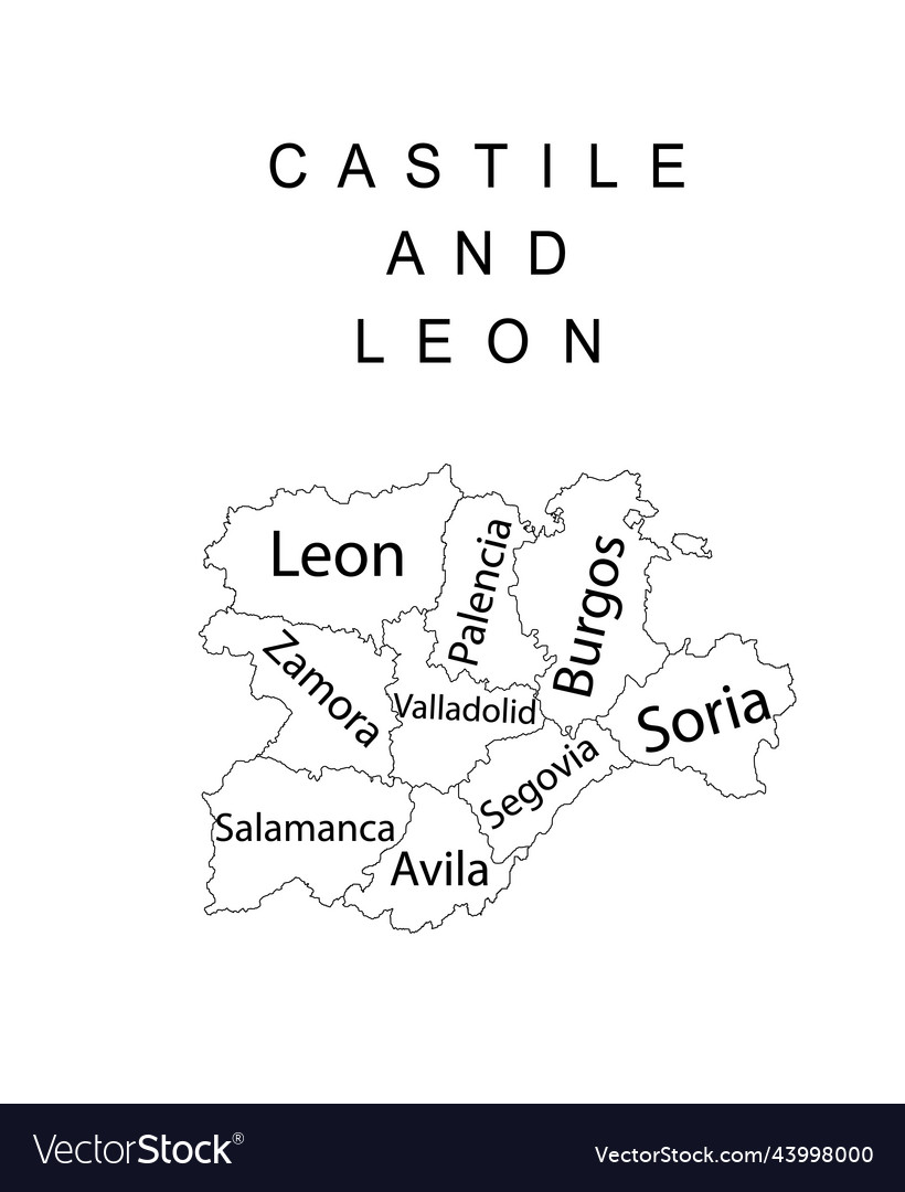 Castile and leon map line contour