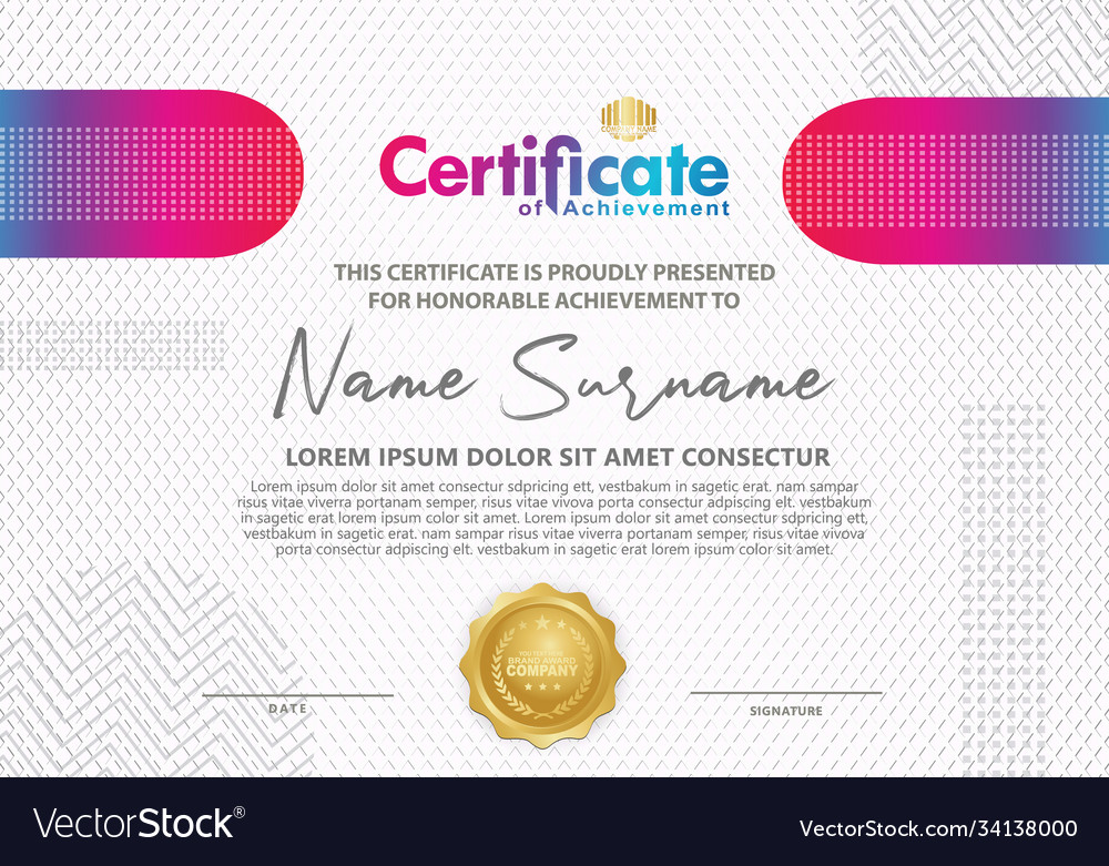 Certificate template with texture modern pattern Vector Image Certificate template with texture modern pattern
