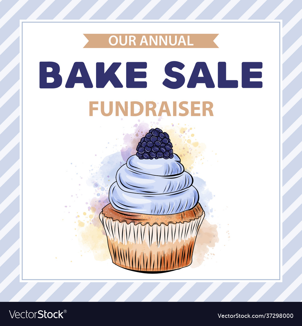 Charity bake sale banner template with cupcake Vector Image Throughout Bake Sale Flyer Template Free