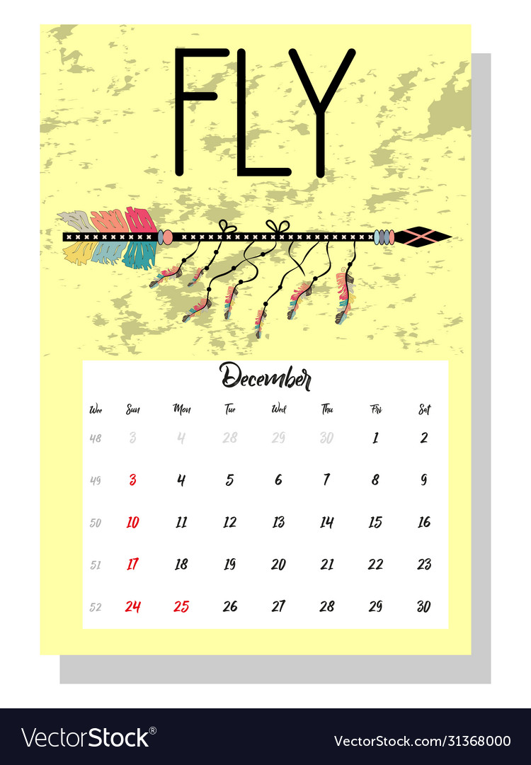 Colorful cute monthly boho calendar 2021