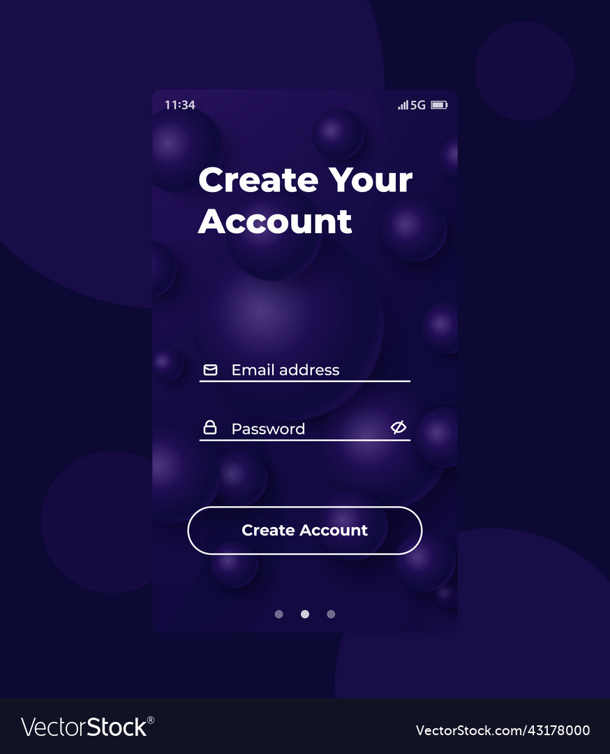 Create account app screen ui design