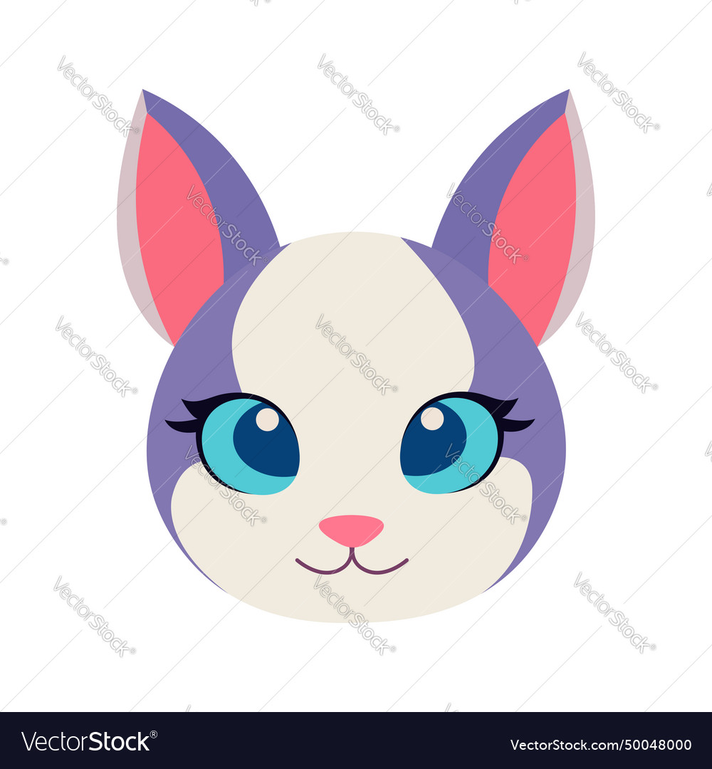 Cute cat head cartoon face avatar