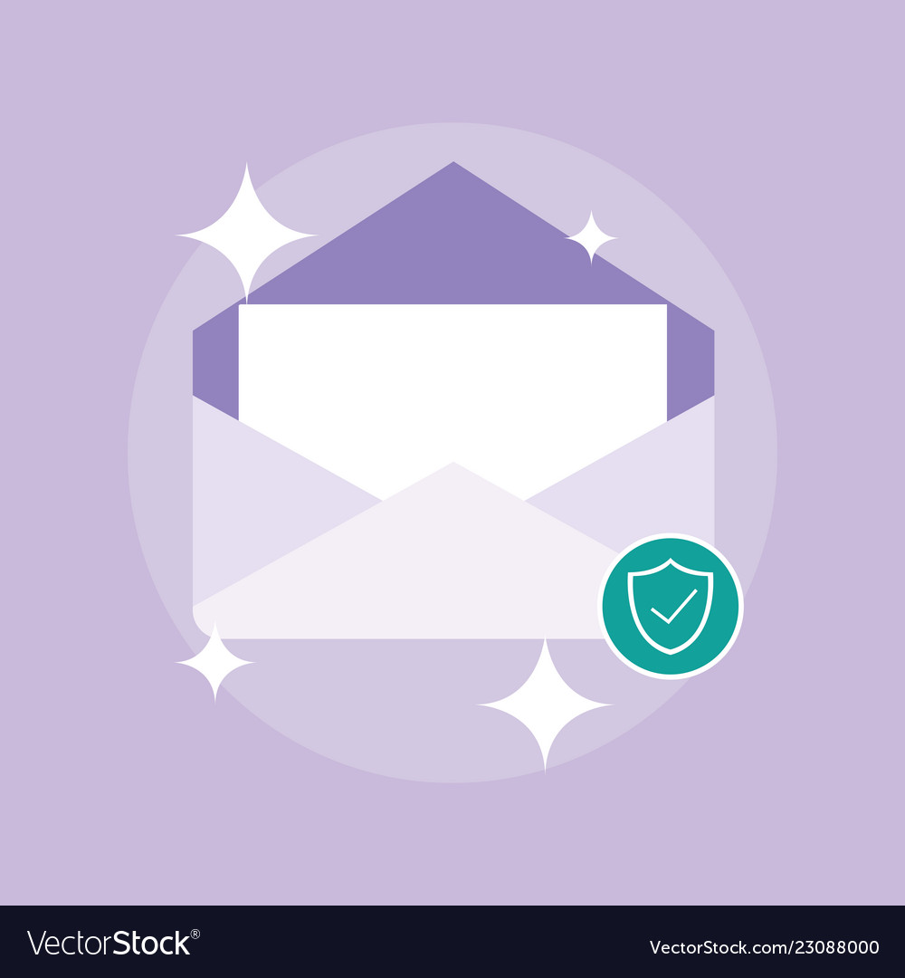 Envelope mail with document and shield