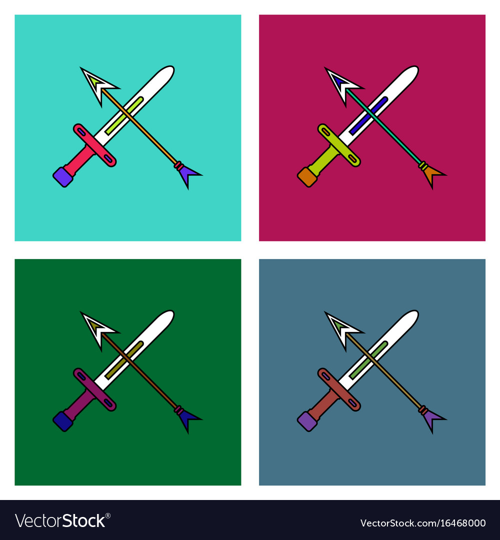 Flat icon design collection sword and arrow