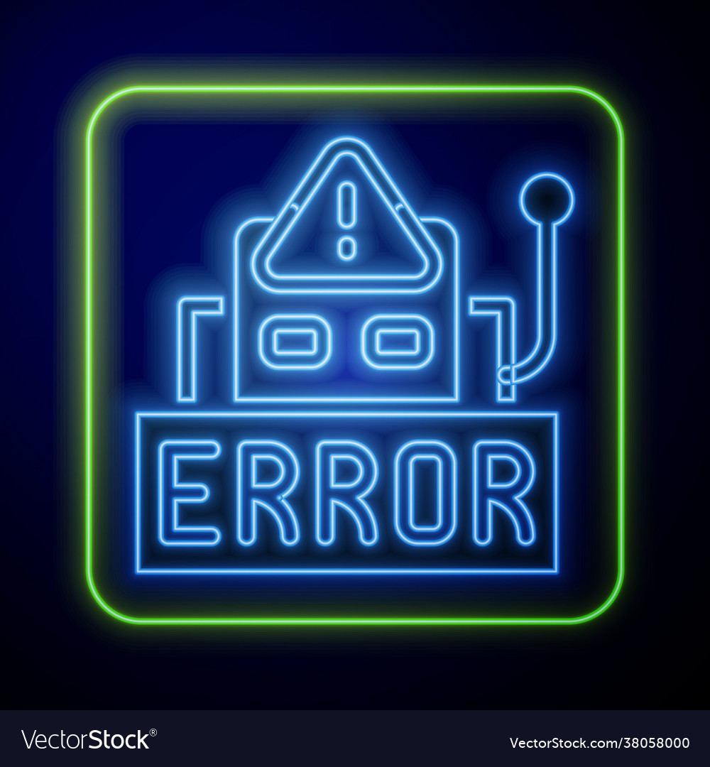Glowing neon error in operation program vector image Glowing neon error in operation program