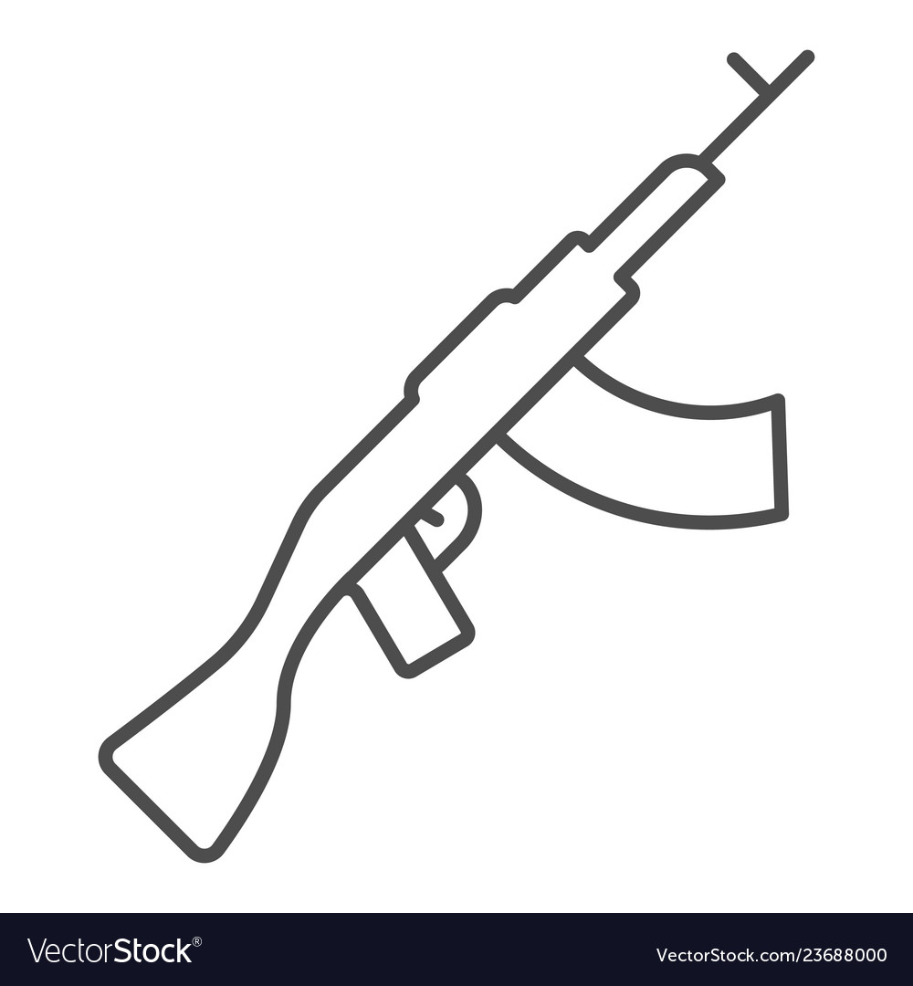 Kalashnikov machine gun thin line icon ak47