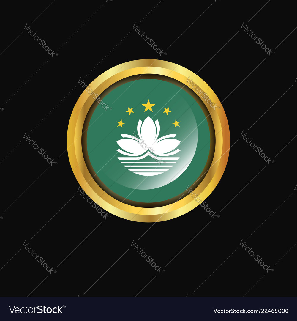 Macau flag golden button