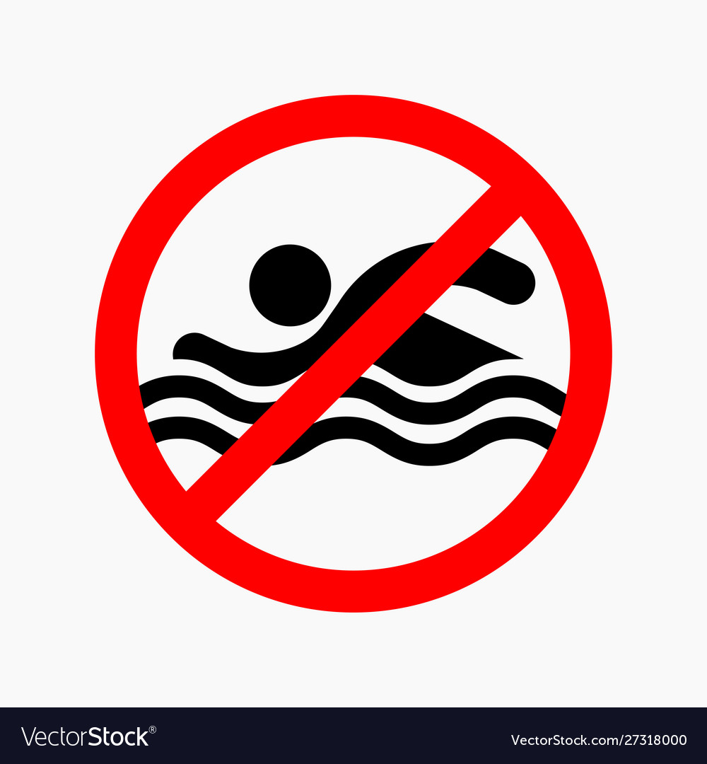 No swimming allowed sign simple flat style