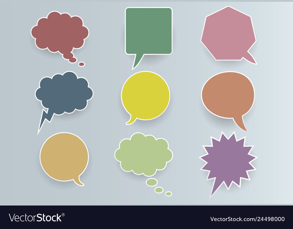 Paper colored communication bubbles