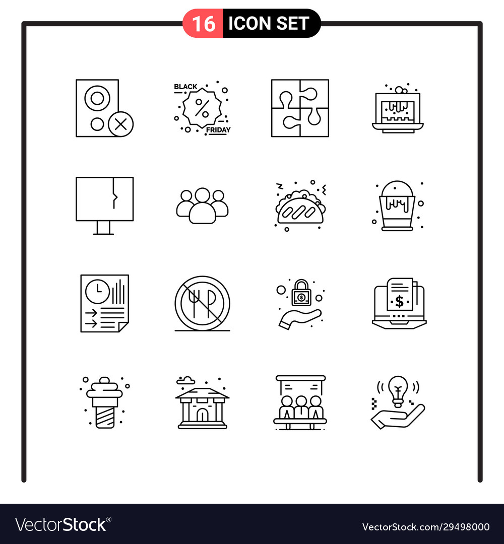 Set 16 line style icons for web and mobile