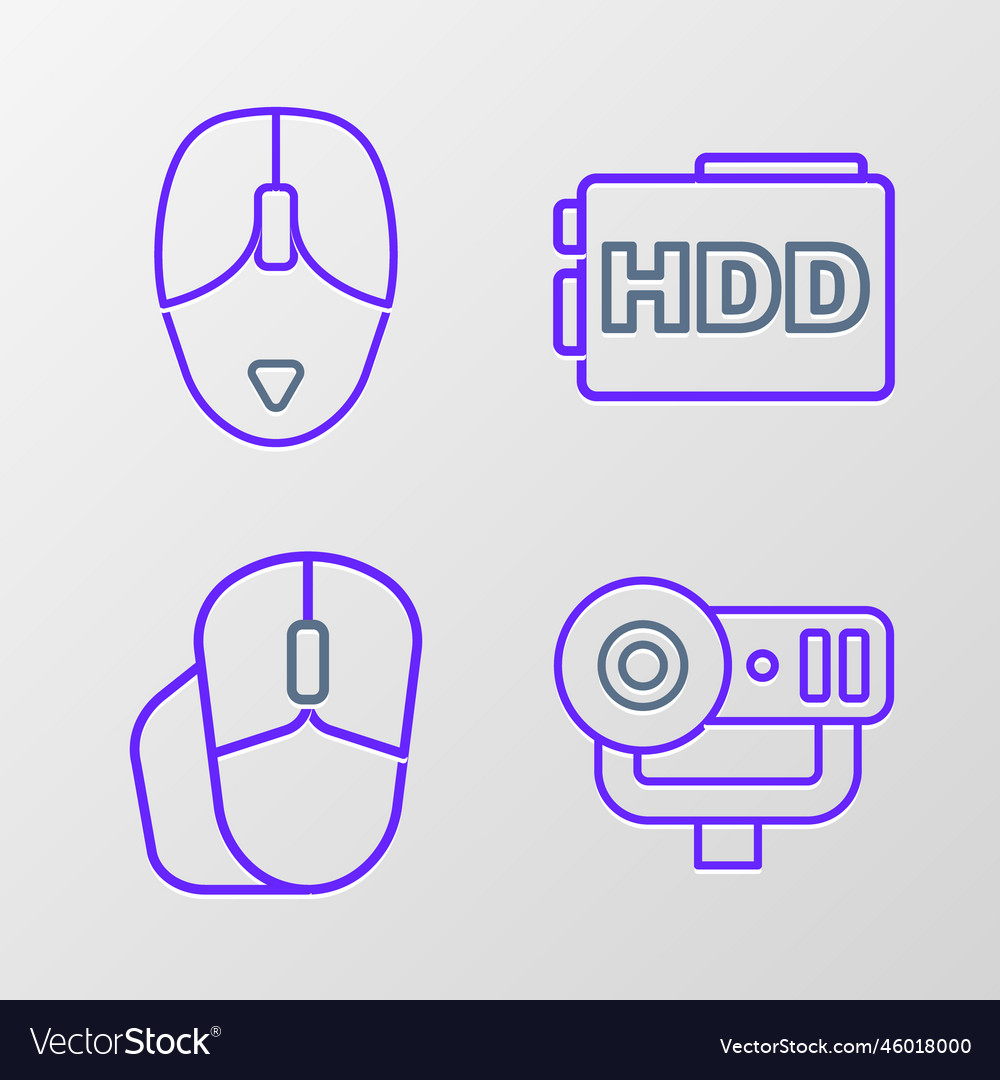 Linie Web-Kamera Computer Maus Festplatte vector image Linie Web-Kamera Computer Maus Festplatte