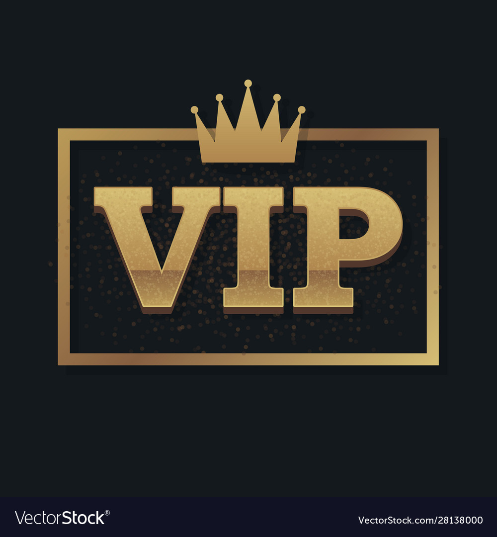 Vip club label on black background with crown in Vector Image