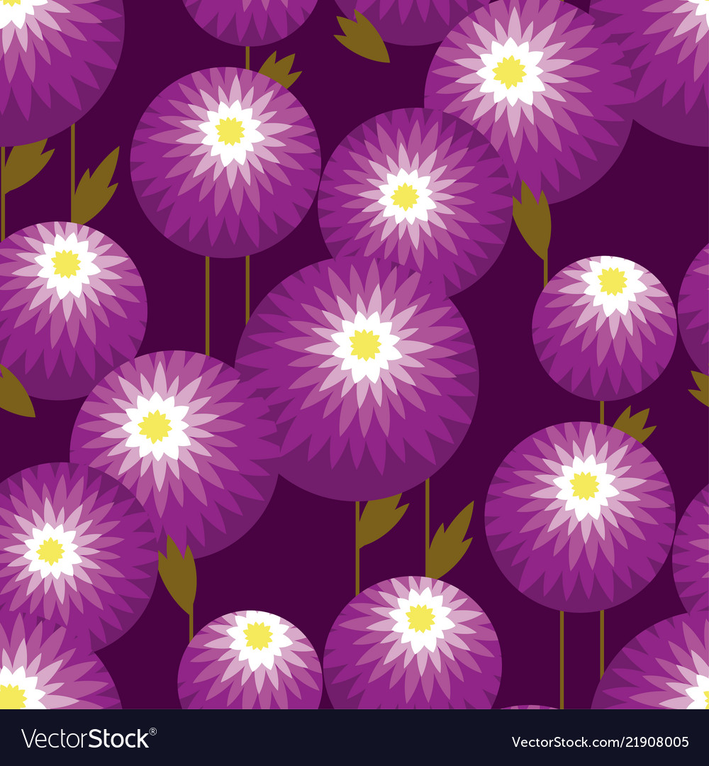 Abstract geometric style fall flowers pattern