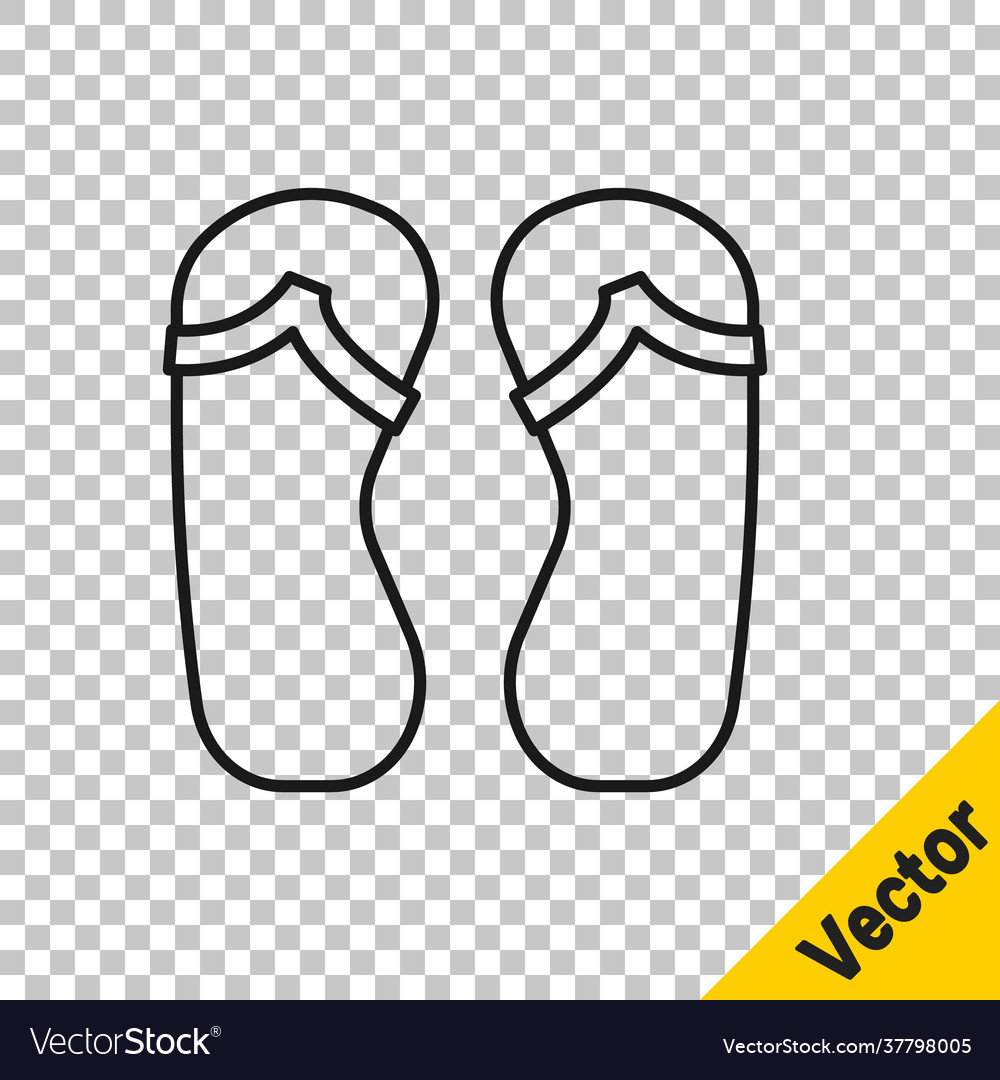 Black line flip flops icon isolated on transparent