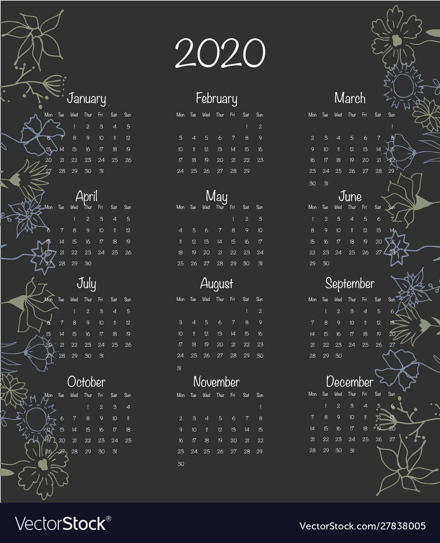 Calendar black Royalty Free Vector Image - VectorStock