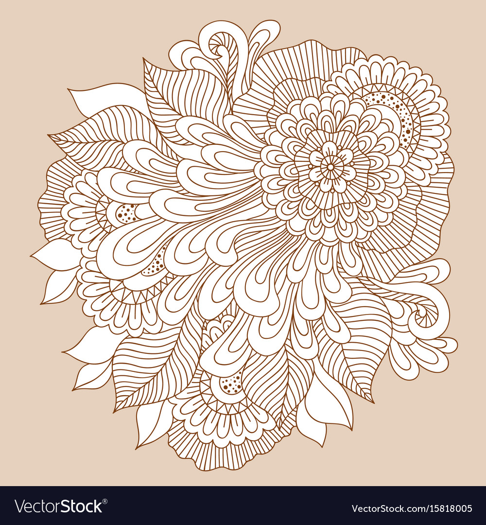 Doodle art floral composition henna tattoo Vector Image