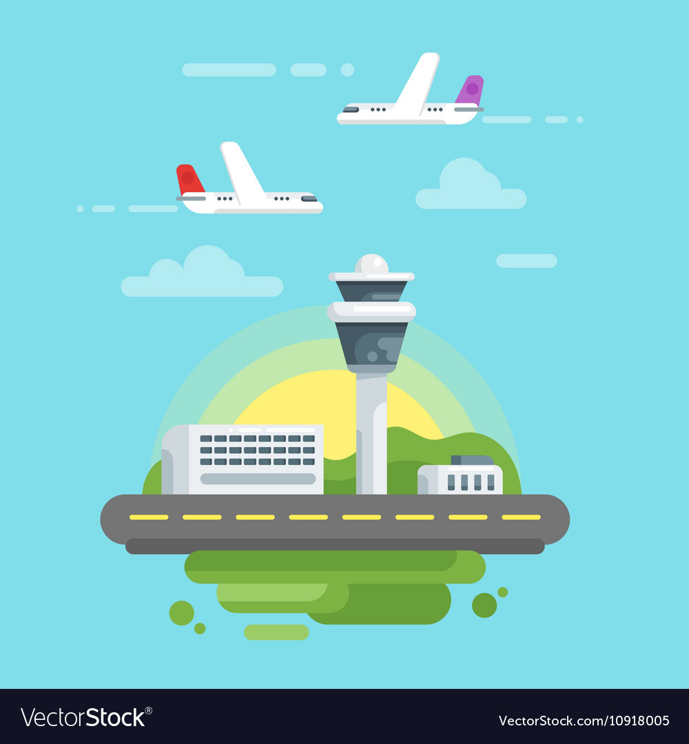 Flat style of airport