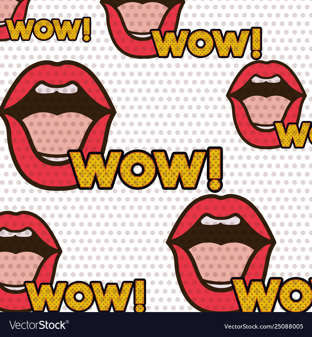 Lips with wow pattern isolated icon