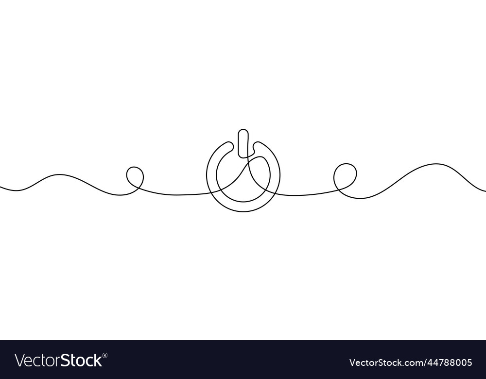 On-off button in continuous line drawing style vector image On-off button in continuous line drawing style