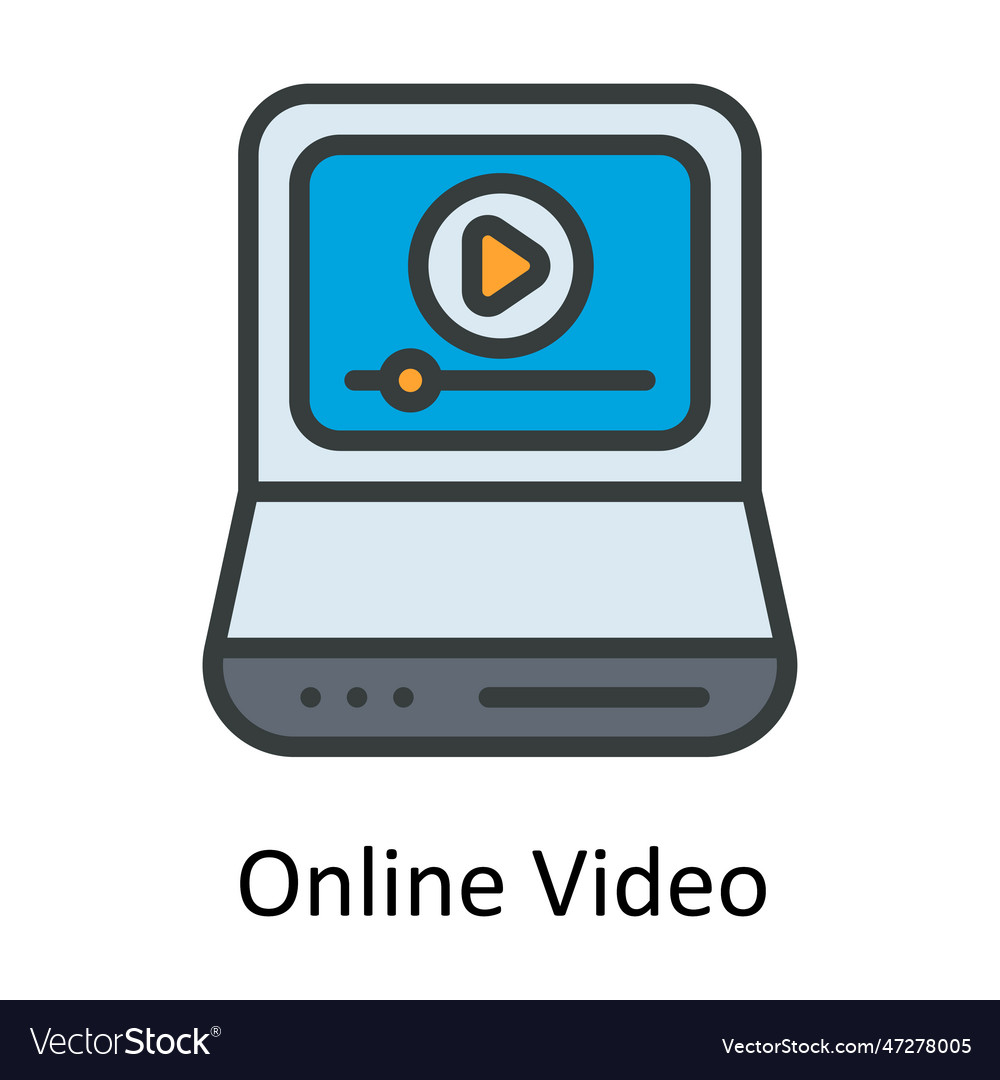 Online video fill outline icon design illus