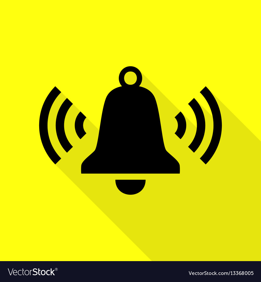 Ringing bell icon black with flat style