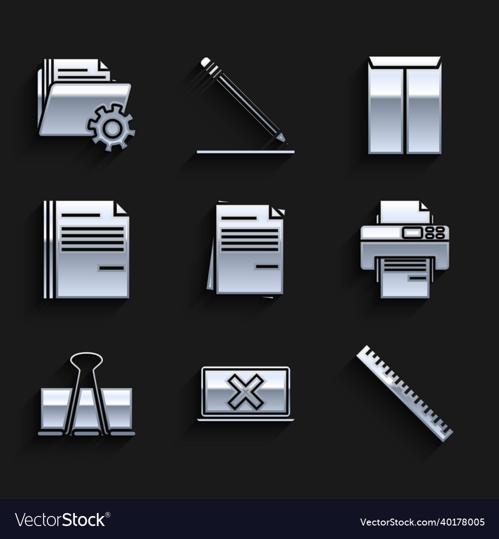 Set file document laptop and cross mark on screen vector image Set file document laptop and cross mark on screen