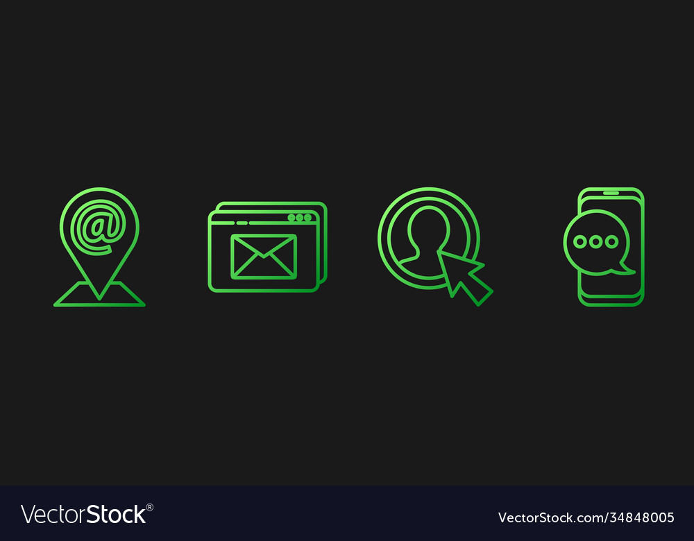 Set line create account screen location and mail vector image Set line create account screen location and mail