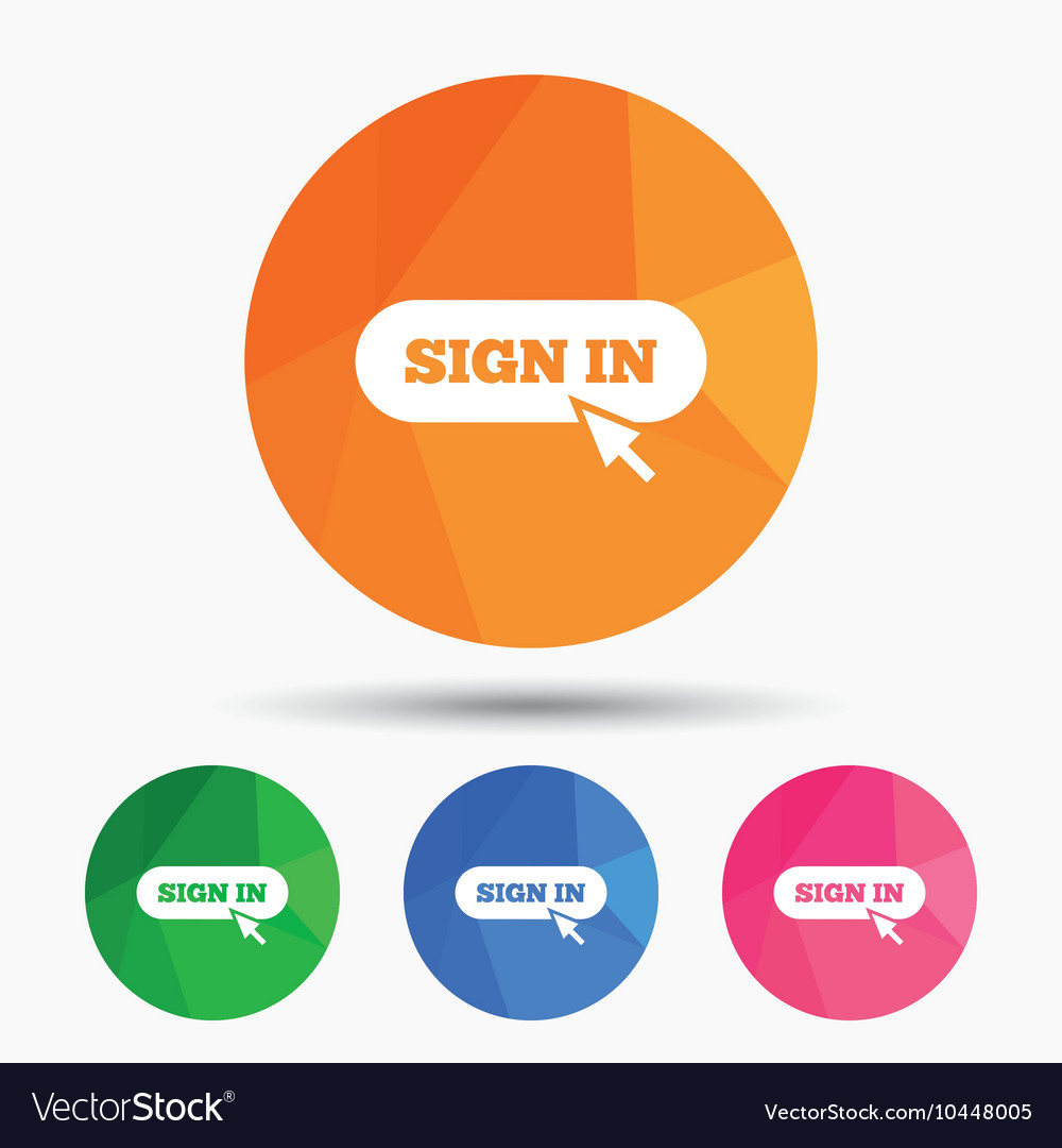 Sign in with cursor pointer icon login symbol
