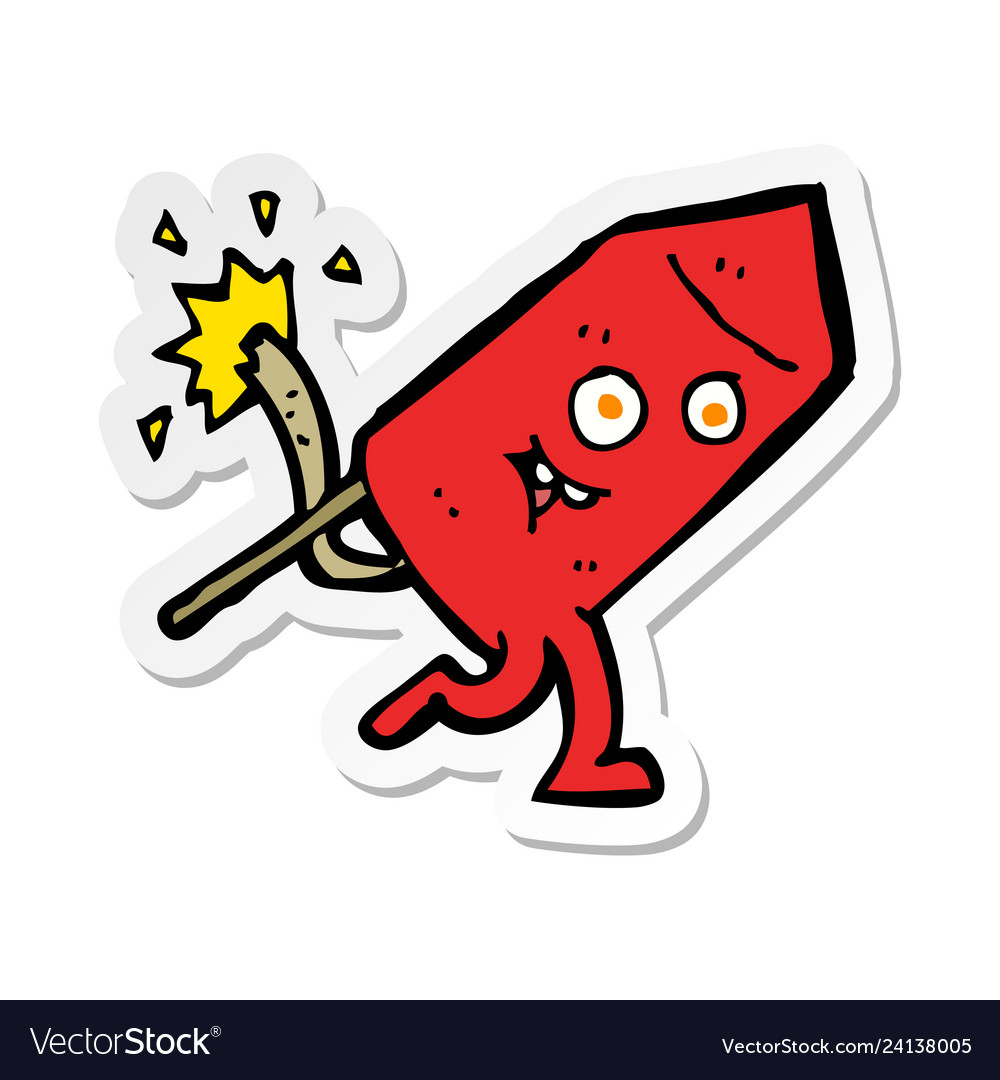 Sticker of a cartoon funny firework character