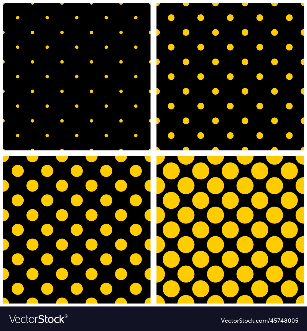 Tile summer pattern set with yellow polka dots