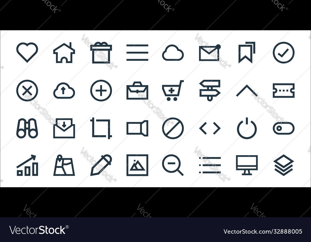 User interface line icons linear set quality vector image User interface line icons linear set quality